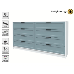 Kомод Тренд КТ-К197 (Белый ЛДСП/ Океан ЛМДФ) Ш1965 В1020 Г451